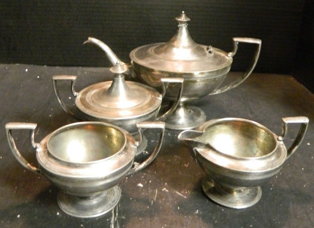 Vintage Friedman Silver Co. JSA Quadruple Plate (4) Piece Tea Set Very Good