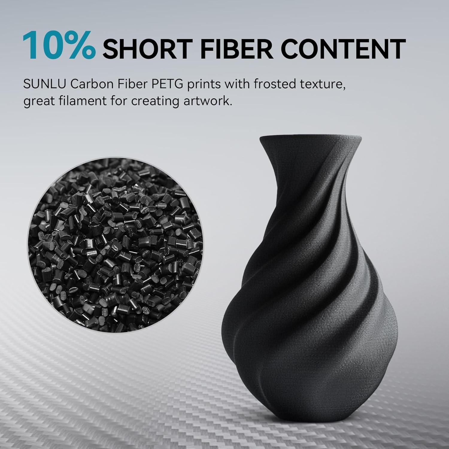 SUNLU Carbon Fiber PETG 3D Printer Filament 1.75mm PETG-CF 1KG,10% short fiber