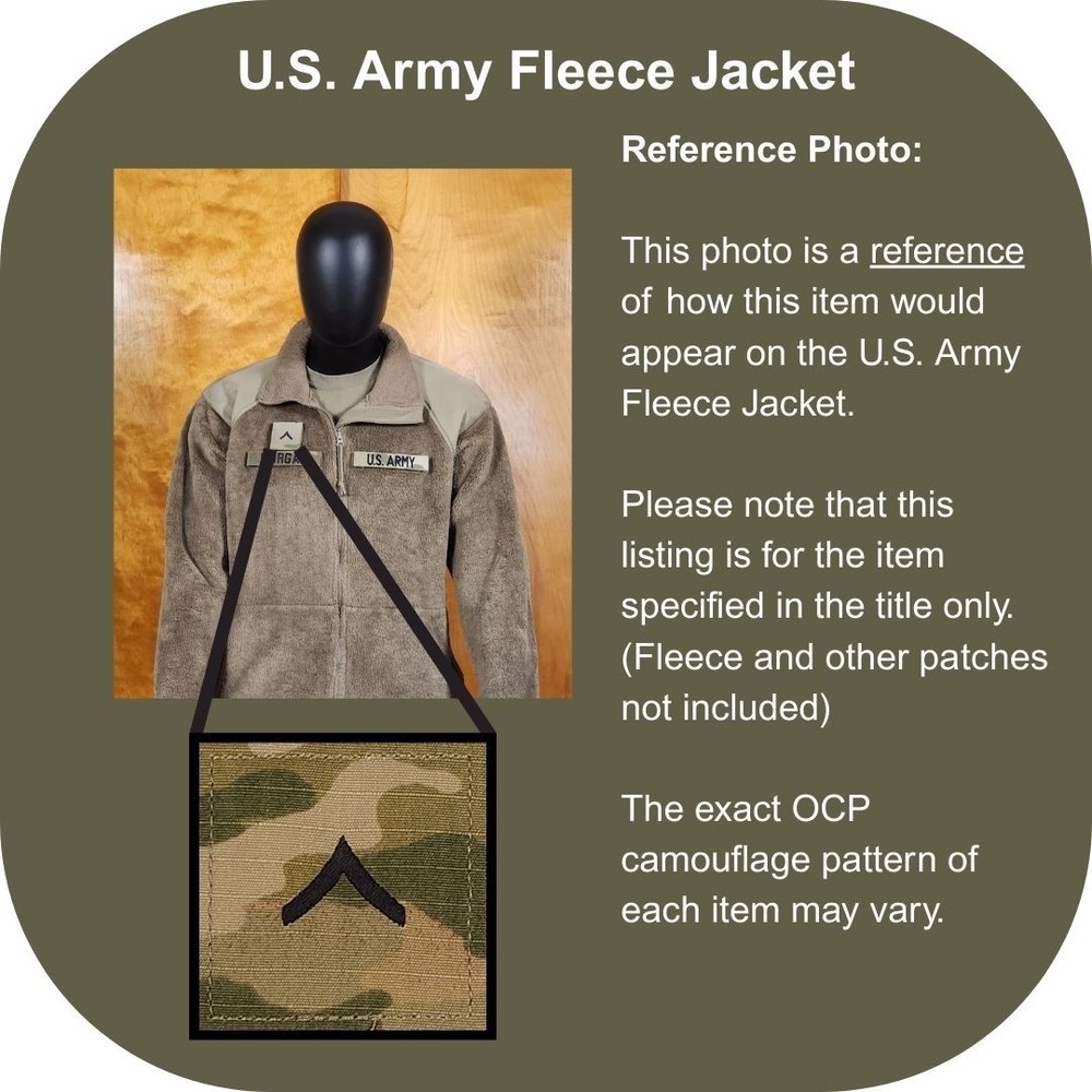 Private (PV2, E-2) OCP Rank Patch U.S. Army Combat Uniform (ACU) - Hook/Loop