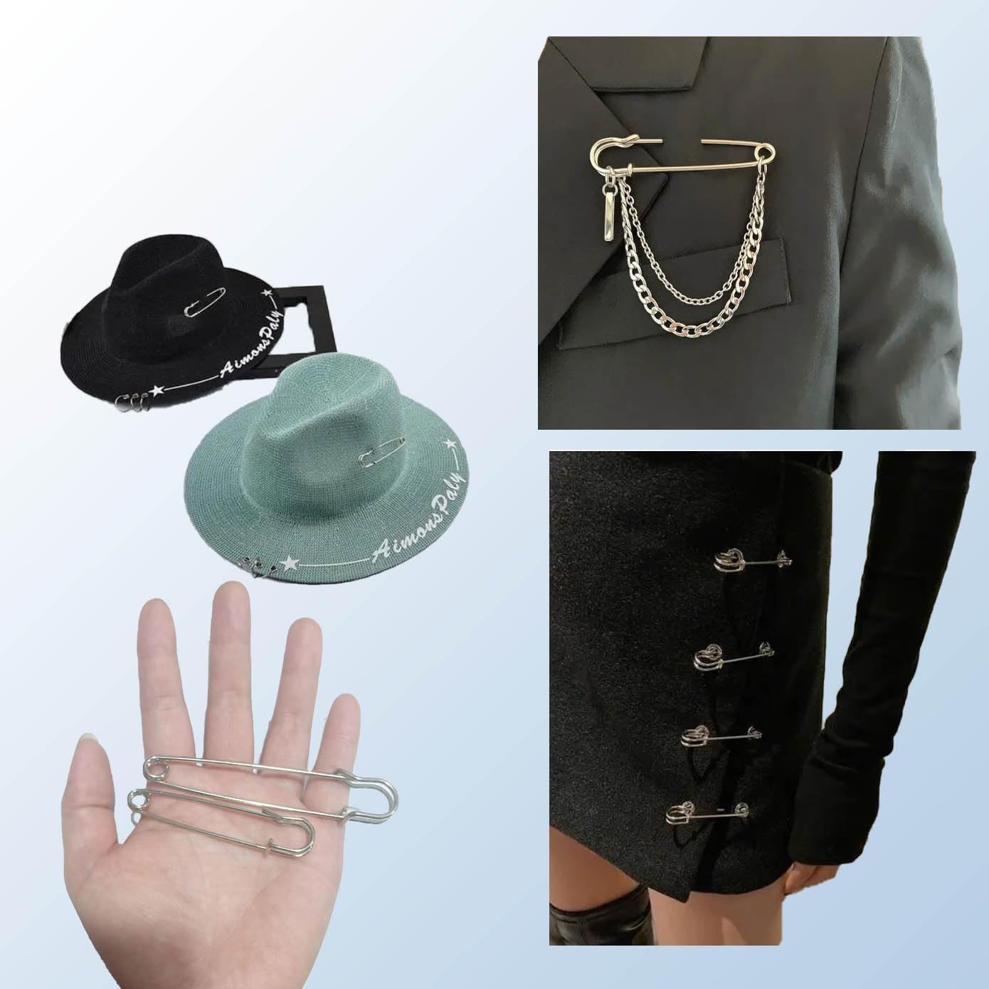 20PCS Large Safety Pins, 4Inch and 3Inch Heavy Duty Safety Pins for Fashion