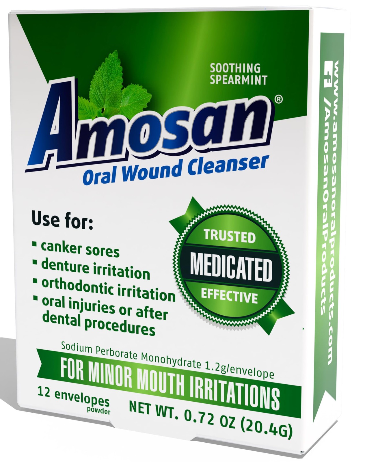 Amosan Oral Wound Cleanser - Spearmint 0.72 Ounce (Pack of 1)