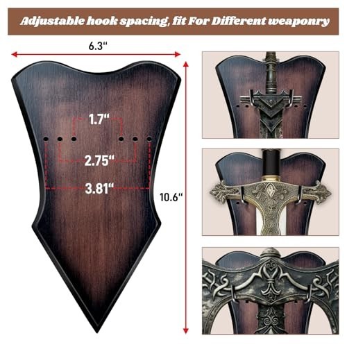 Adjustable Sword Plaque Wall Mount Display Holder for Bow, Dagger, Axe - 2pcs Me