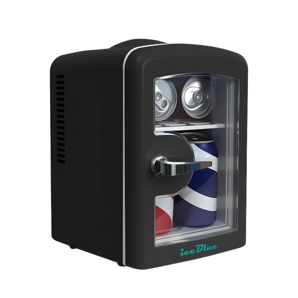 Mini Fridge, Tiny Fridge with Viewing Window, 4 Liter /6 Cans Compact Small R...