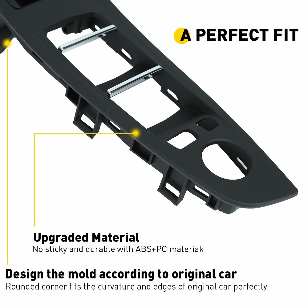 For BMW 520i 528i Black Driver Door Left Pull Handle Window Switch Cover Trim