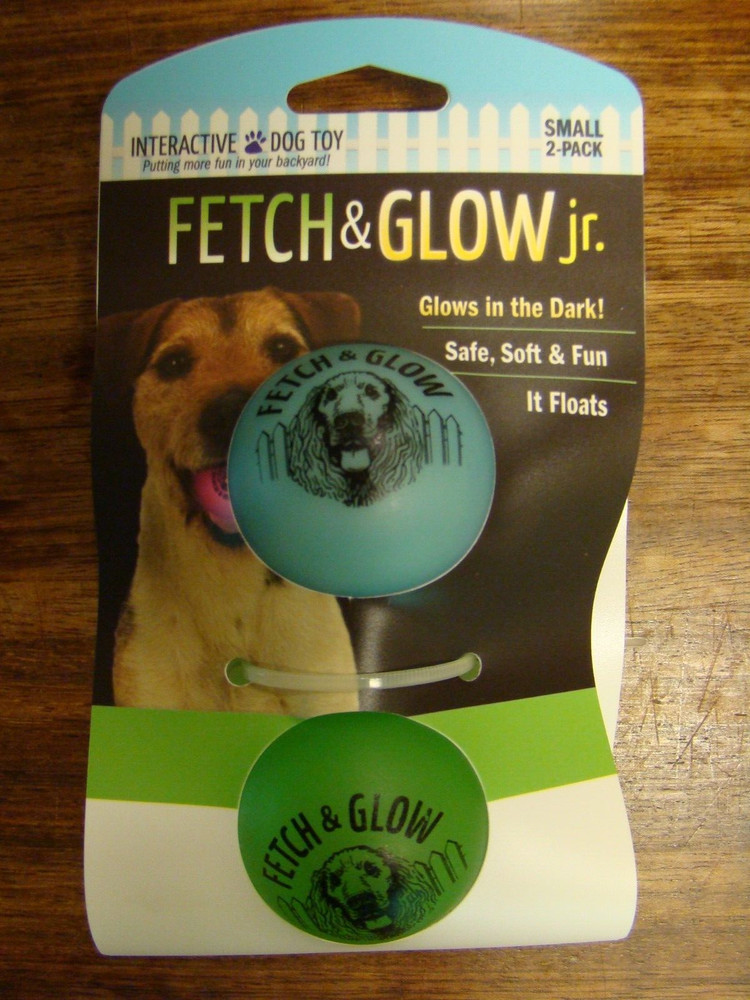 Fetch & Glow Durable Ball 2 Pack Small 1.75" Glows Blue & Green