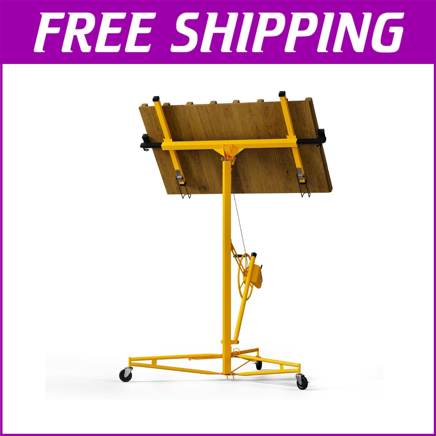 11FT Drywall Lift Panel Hoist Sheetrock Plasterboard Jack Lifter 150LBS W/ Wheel