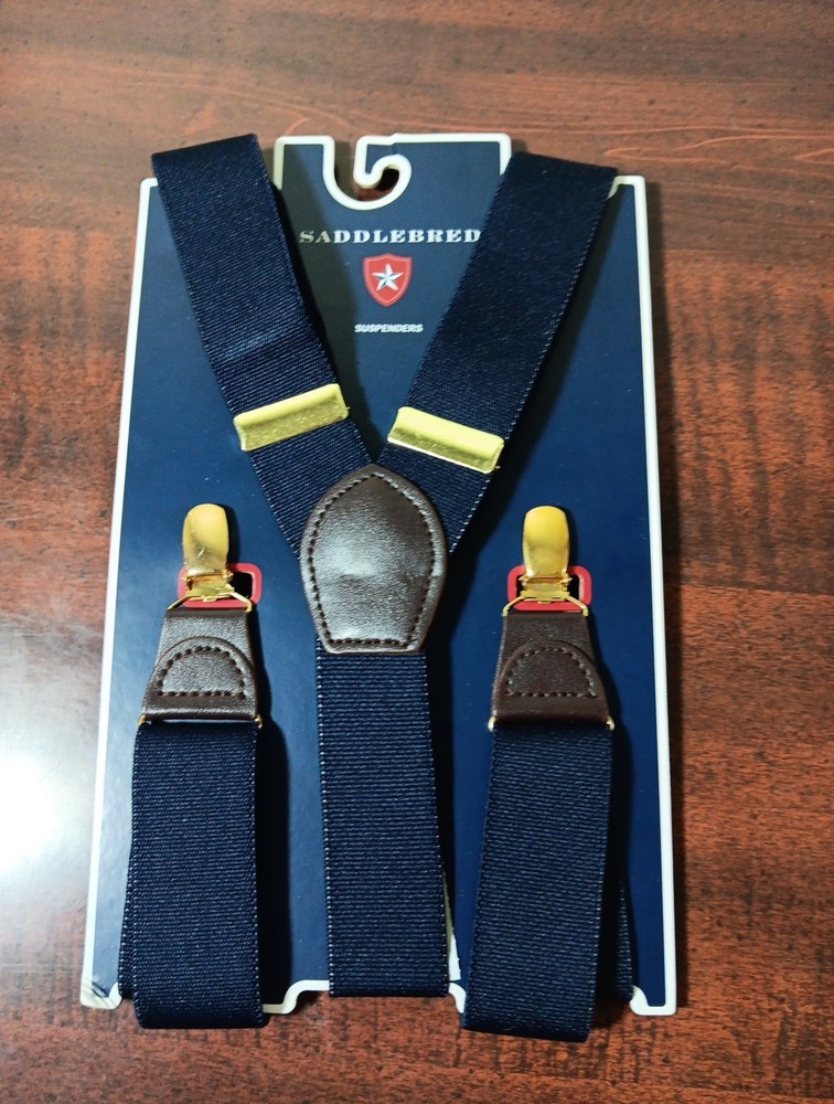 Saddlebred Suspenders Men's One Size Solid Navy Blue Clip Closure