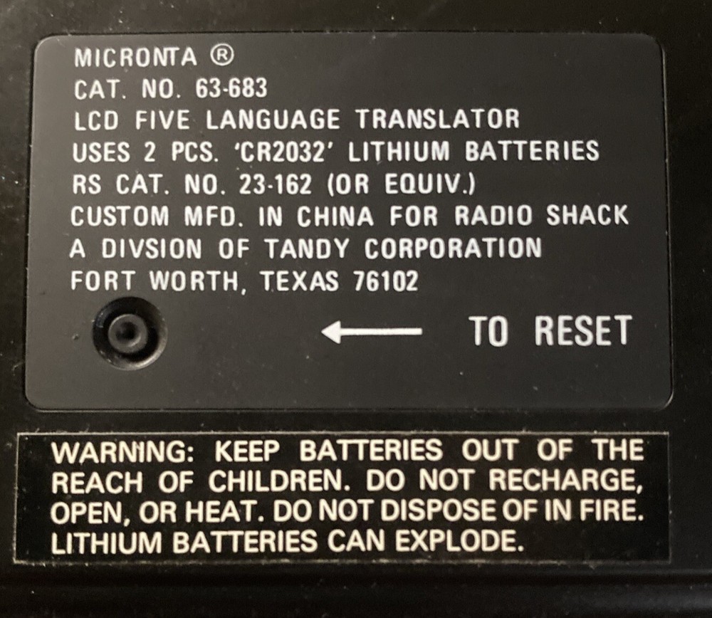 Micronta LCD Five Language Translator 63-683A Calculator Tested Works