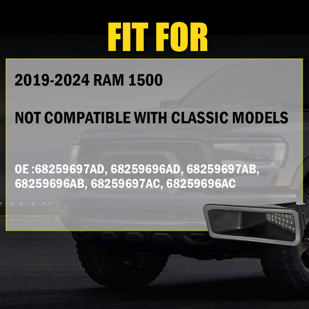 For Ram 1500 2019-2024 Auto LED License Plate Light Rear Bumper Tag Lamp White