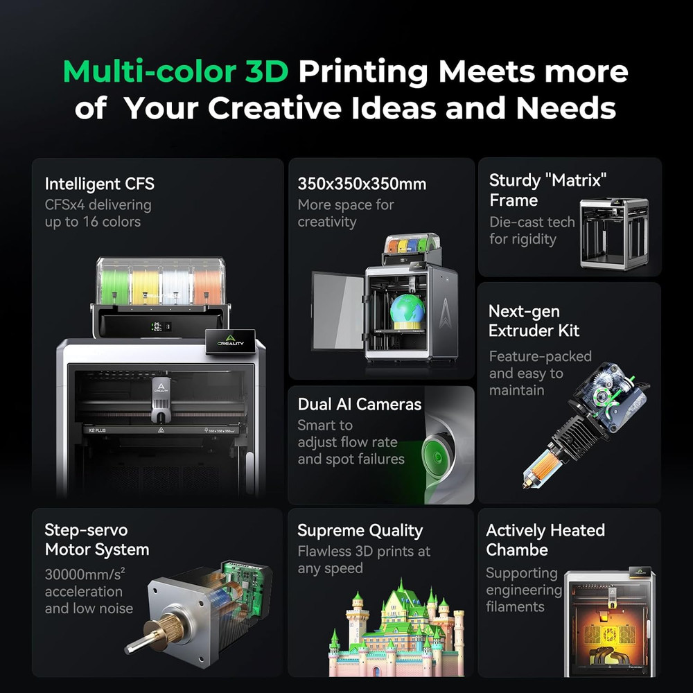 【2-Pack】Creality K2 Plus Combo 3D Printer Multi Color Printing