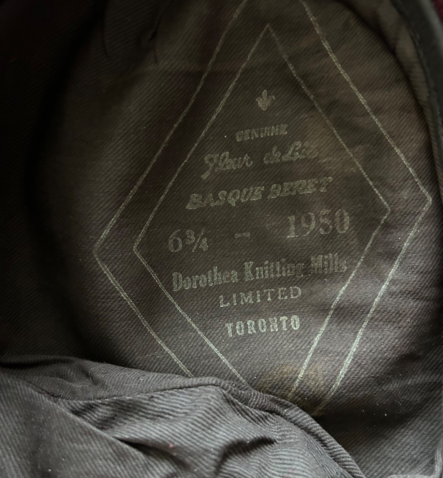 Canadian Airborne Dorothea Knitting Mills Limited Toronto 1950 Dated Beret