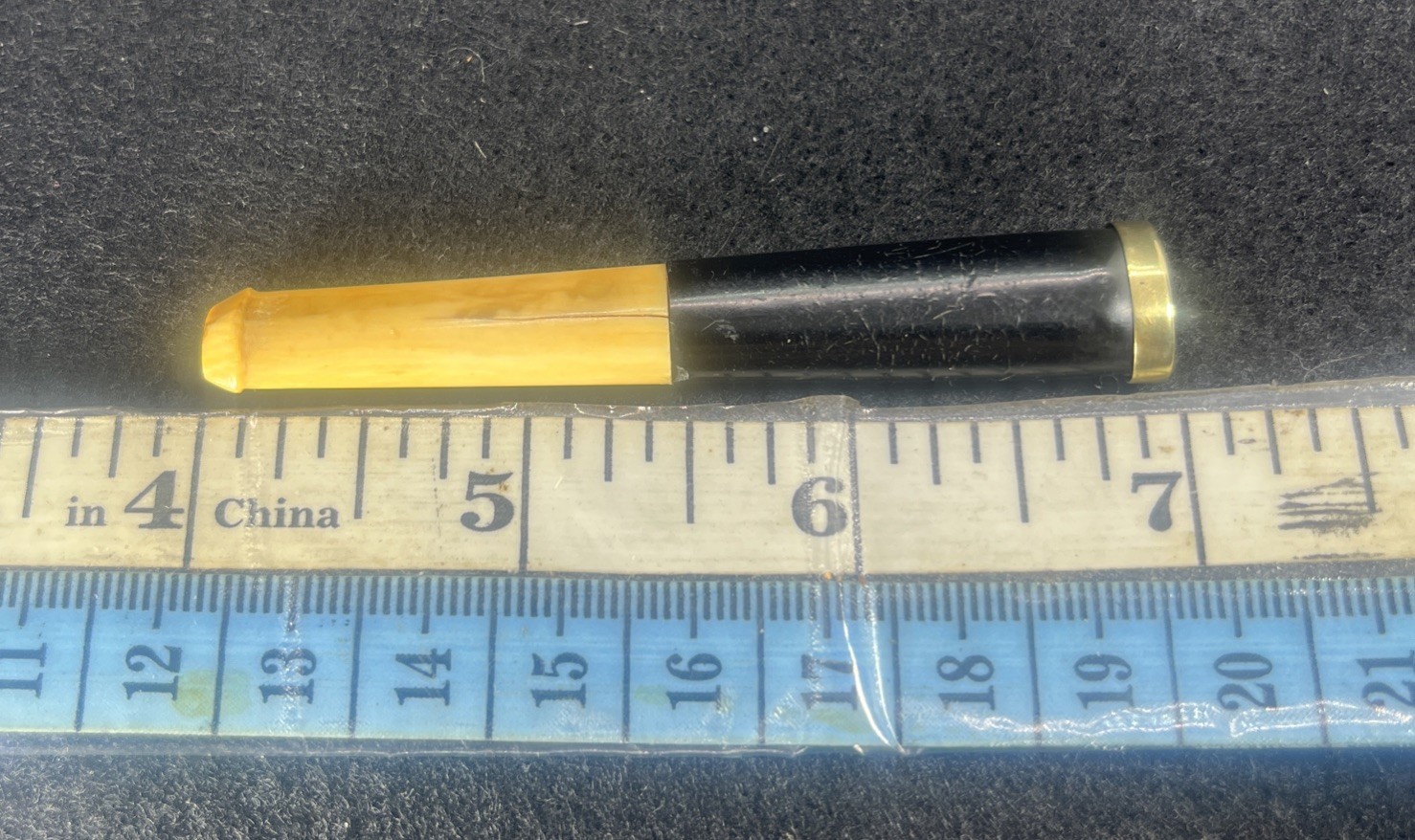 Antique 14k Gold Tip Cigarette Holder Ebony & Bone Shaft Size 3.00”