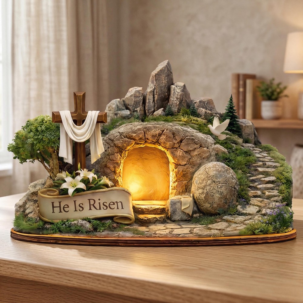 Empty Tomb Resurrection Scene – He Is Risen Christian Easter Display decor home