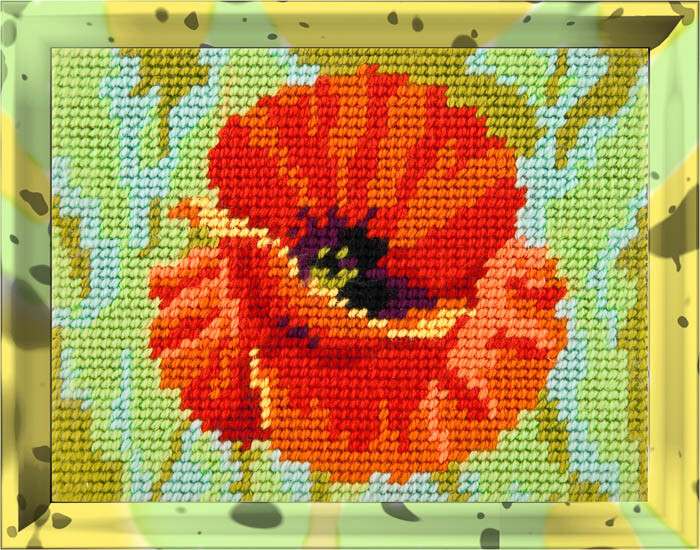 DIY Printed Tapestry kit "Poppy", Needlepoint Kit