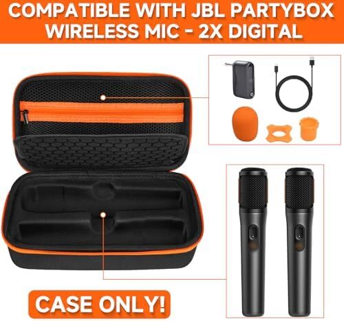 Wireless Microphone Case Compatible with JBL PartyBox Wireless Mic - 2X Digital