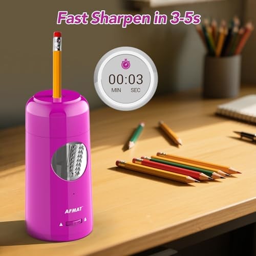Electric Pencil Sharpener, Rechargeable Fully Automatic Pencil Purple