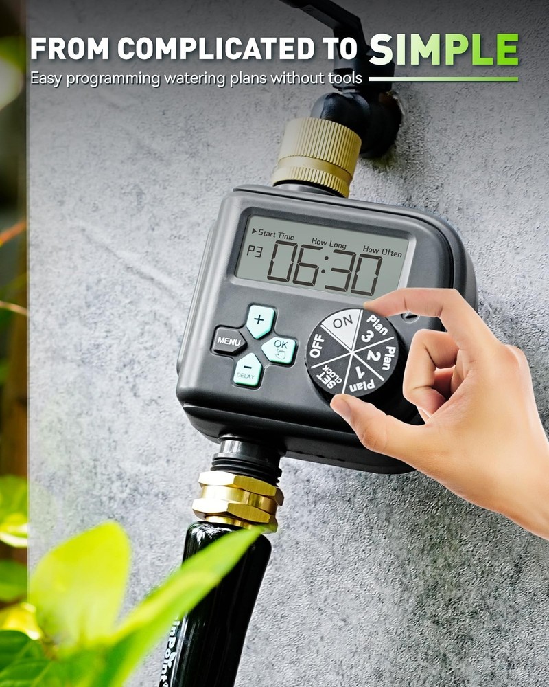 RAINPOINT Sprinkler Timer with 3 Different Programs, Waterproof Hose Timer Br...