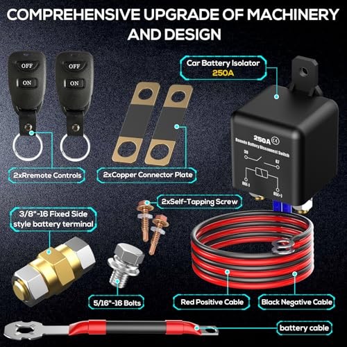 Side Post Remote Battery Disconnect Switch kit 12V Side remote switch kit 250a