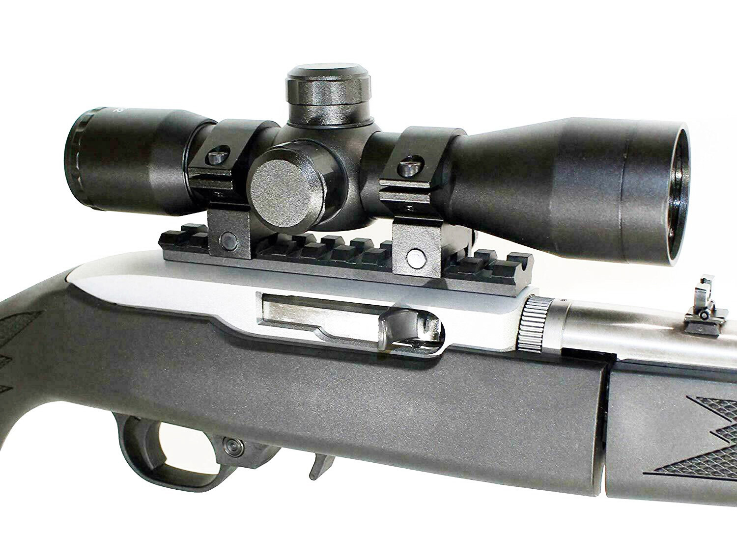 Ruger 10/22 Combo Kit With 4x32 Rifle Scope Rings Rail Mount mil dot reticle blk