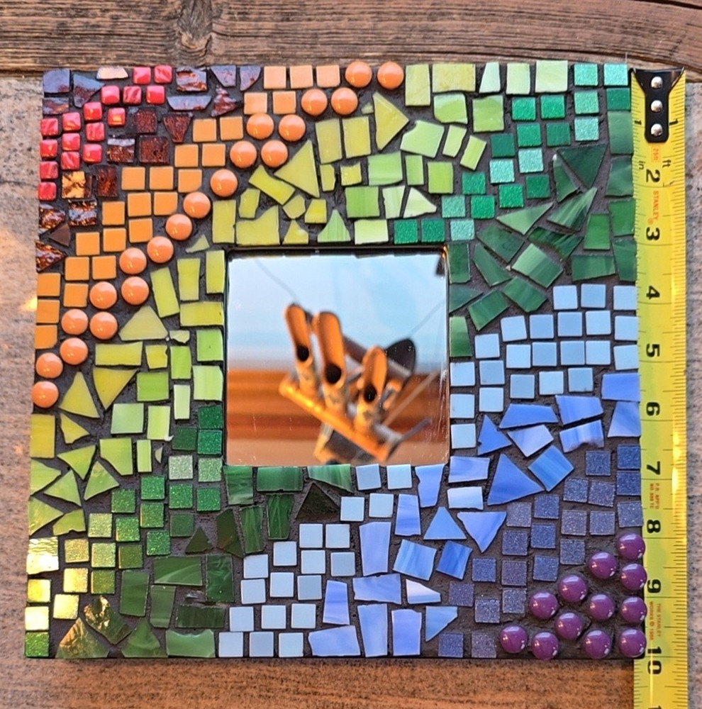 Handmade Mosaic Framed Mirror Wall Hanging Multicolored Hippie/ Boho Theme