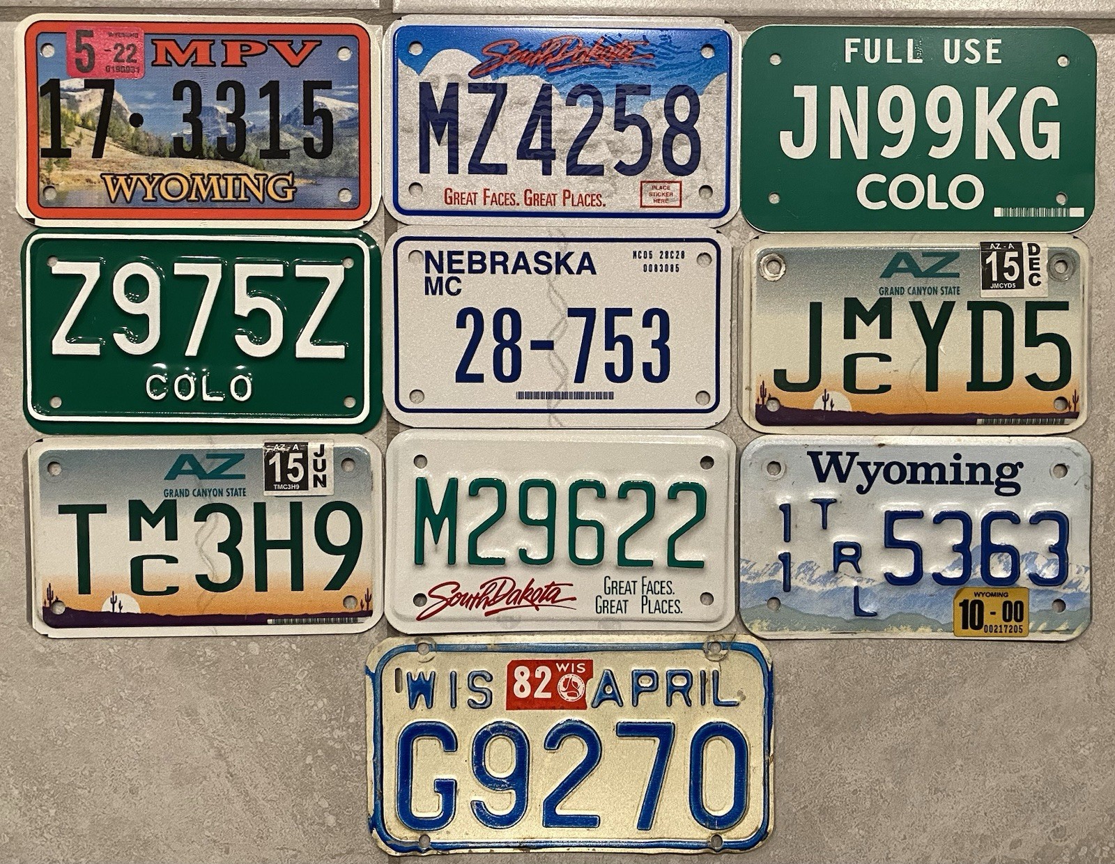 1982-2022 LOT of 10 MOTORCYCLE size License Plates EXPIRED