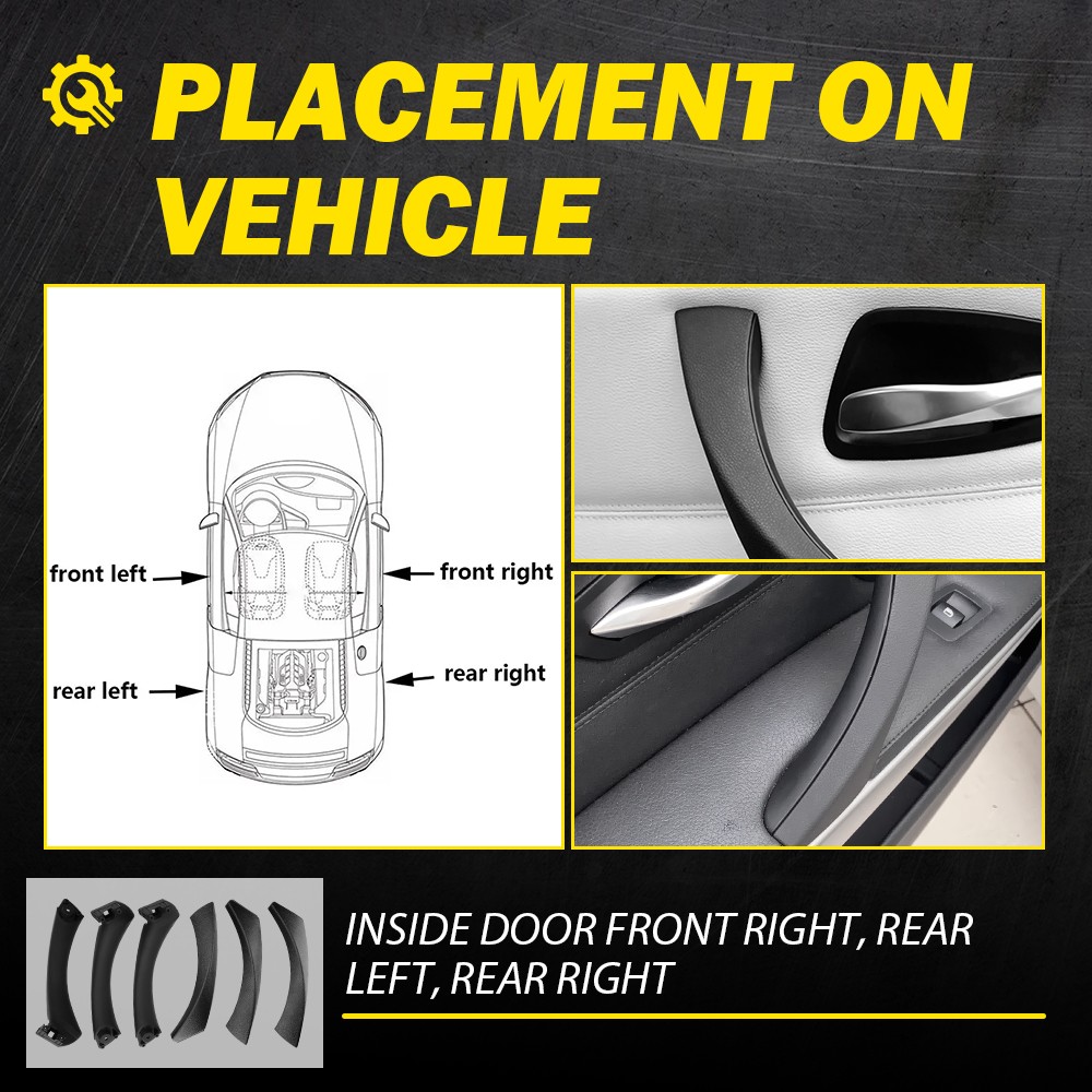 6PCS/Set Interior Door Pull Handle Trim Cover For 2005-2013 BMW E90/E91/E92/E93