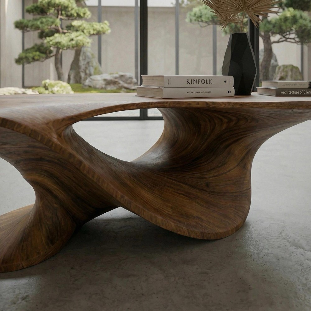 Solid Wood Coffee Table, Hand Carved