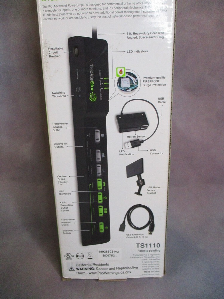 TrickleStar 7 Outlet PC Advanced PowerStrip w/Motion Sensing Technology *NEW*