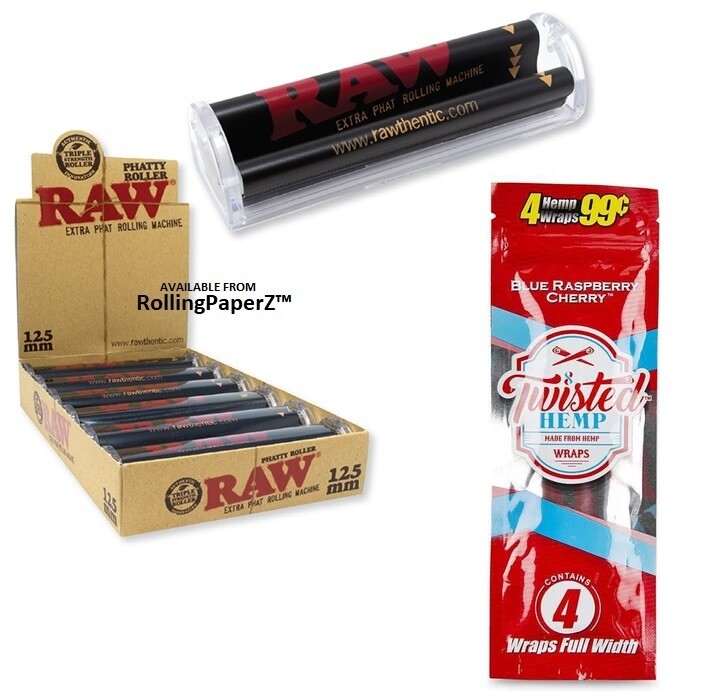 RAW Rolling Papers PHATTY Cigar Roller + FREE Pack BLUE RASPBERRY CHERRY WRAPS