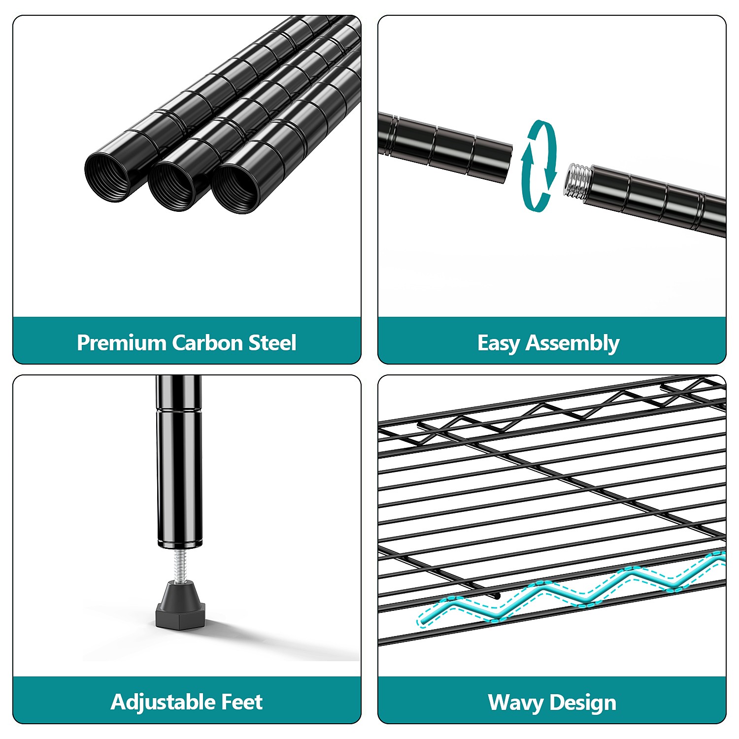 Heavy Duty 5 Tier Adjustable Metal Wire Shelves Storage Kitchen Garage Rack 63"