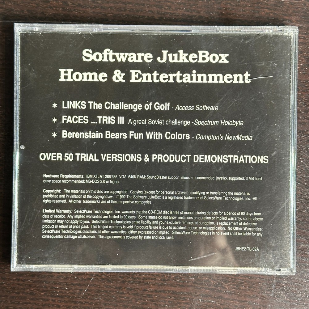 Vintage Software Jukebox CD Rom 1993
