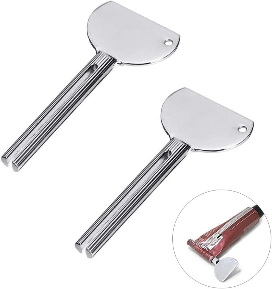 2 Pcs Silver Toothpaste Squeezer Stainless Steels Tube Squeezer Keys Salon Tooth