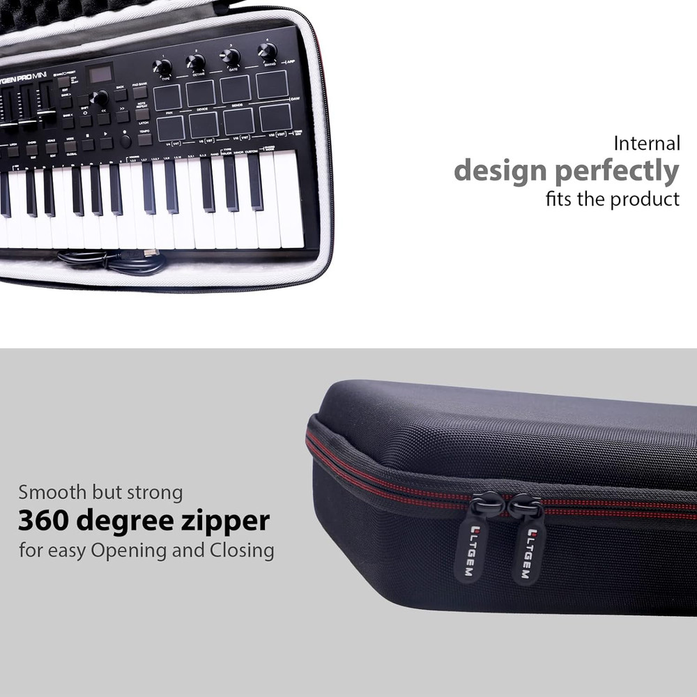 LTGEM Hard Case for M-Audio Oxygen Pro Mini – 32 Key USB MIDI Keyboard Controlle