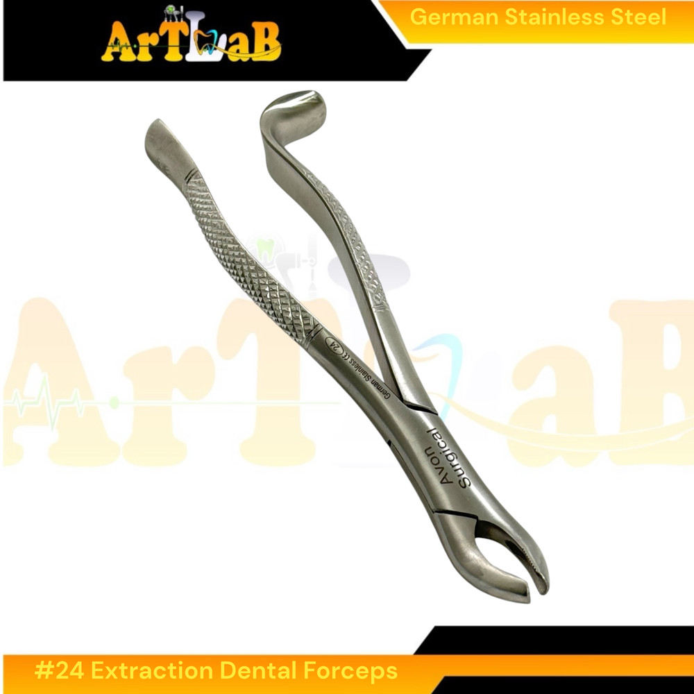 Maxillary Molar Extraction Forceps #24, Serrated, Hook Handle, 1st,2nd,3rd Molar