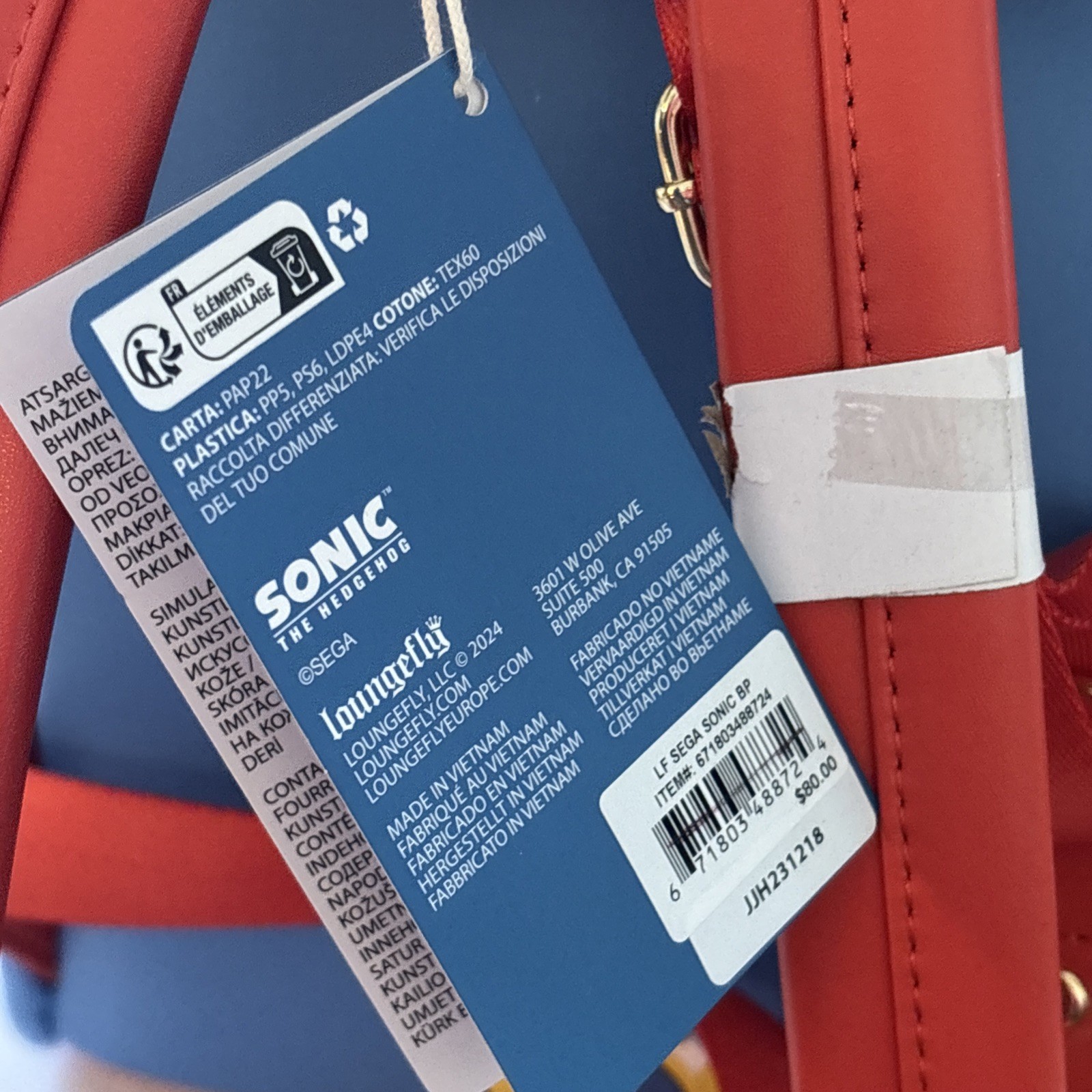 Loungefly Sonic the Hedgehog Classic Cosplay Mini Backpack Standard FAST SHIP