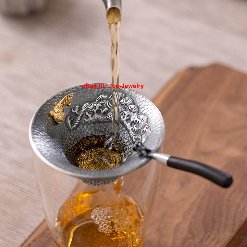 Solid 999 Fine Silver Tea Strainer Unique Turtle-Shaped Loose Leaf Infuser