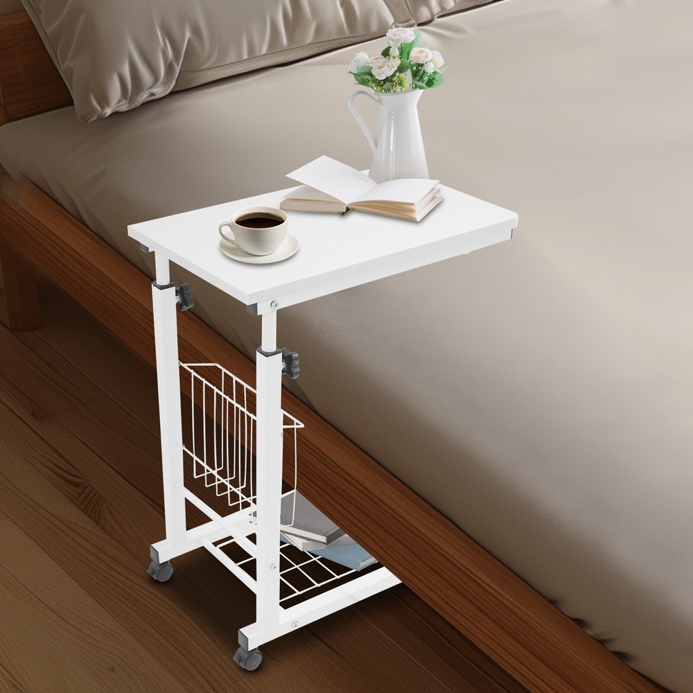 Adjustable Bed Side Table, Side Table with Wheels, Mobile Standalone Table New