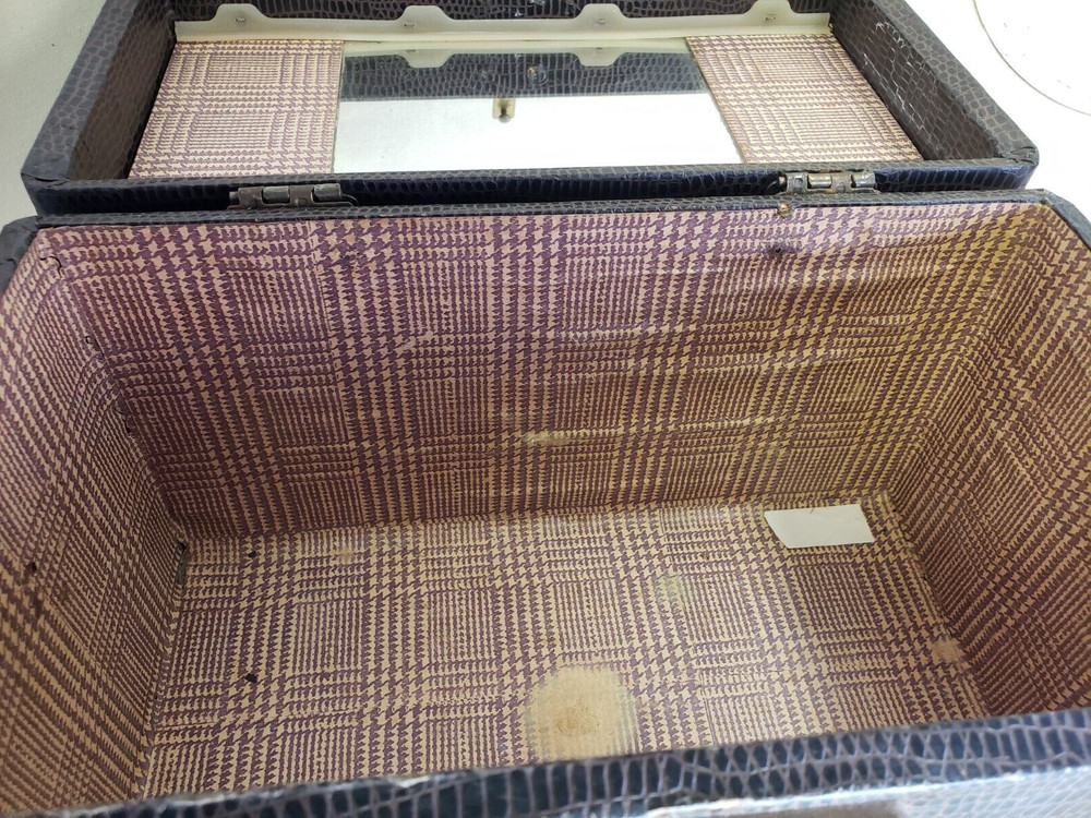 Crocodile Embossed Paper-covered Train Case - 1940's