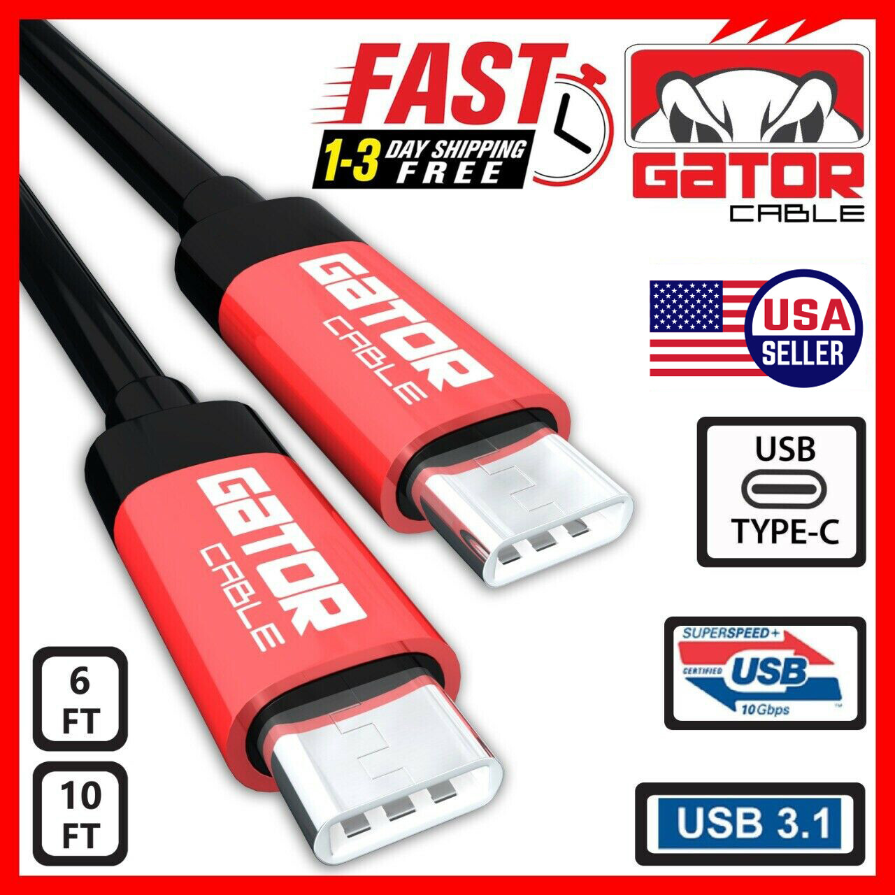 USB-C to USB-C Type-C Male Charger Cable Fast Charge 3.1 Data Sync Cord PD 20W