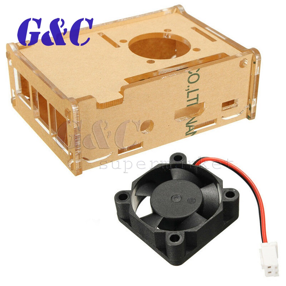 Transparent Clear Case Enclosure Box +Cooling Fan For Raspberry Pi 2/3/B+