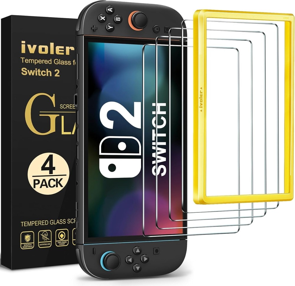4-Pack Screen Protector for Nintendo Switch 2 Model 2025 with Alignment Frame