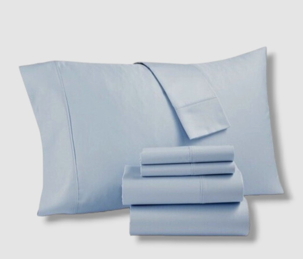 Everyday Home Blue Trident 300 Thread Count Cotton 4pc Sheet Set Size, King