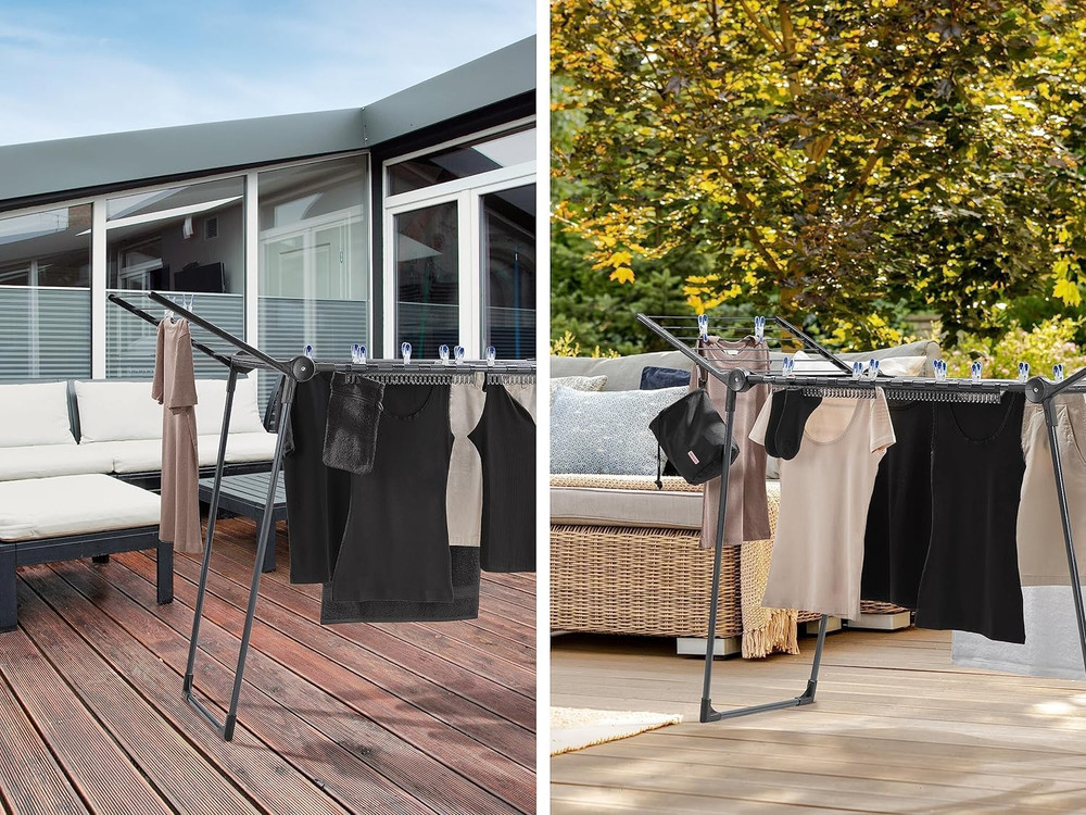 Pegasus 150 Black Clothes Drying Rack – 49 Ft Space, Foldable & Sturdy Design