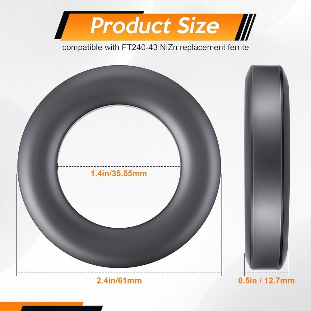 2 Pack Toroid Ferrite Core Compatible with FT240-43 Ferrite Ring