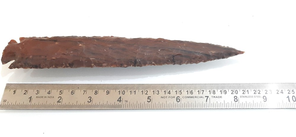 AGATE CRAFTED 8 INCHES FLINT STONE NATIVE ARROWHEAD POINT