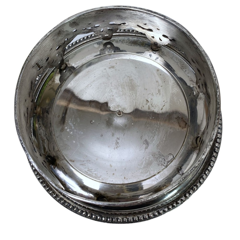 MARK ROBERTS Wine Coaster Ornate Bottle Holder Silver Plate