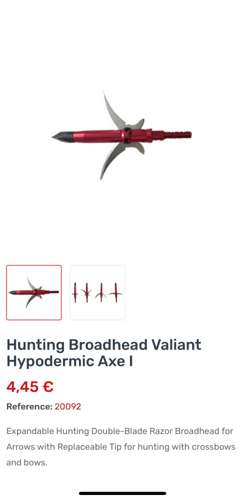 Hunting Broadhead Valiant Hypodermic Axe I
