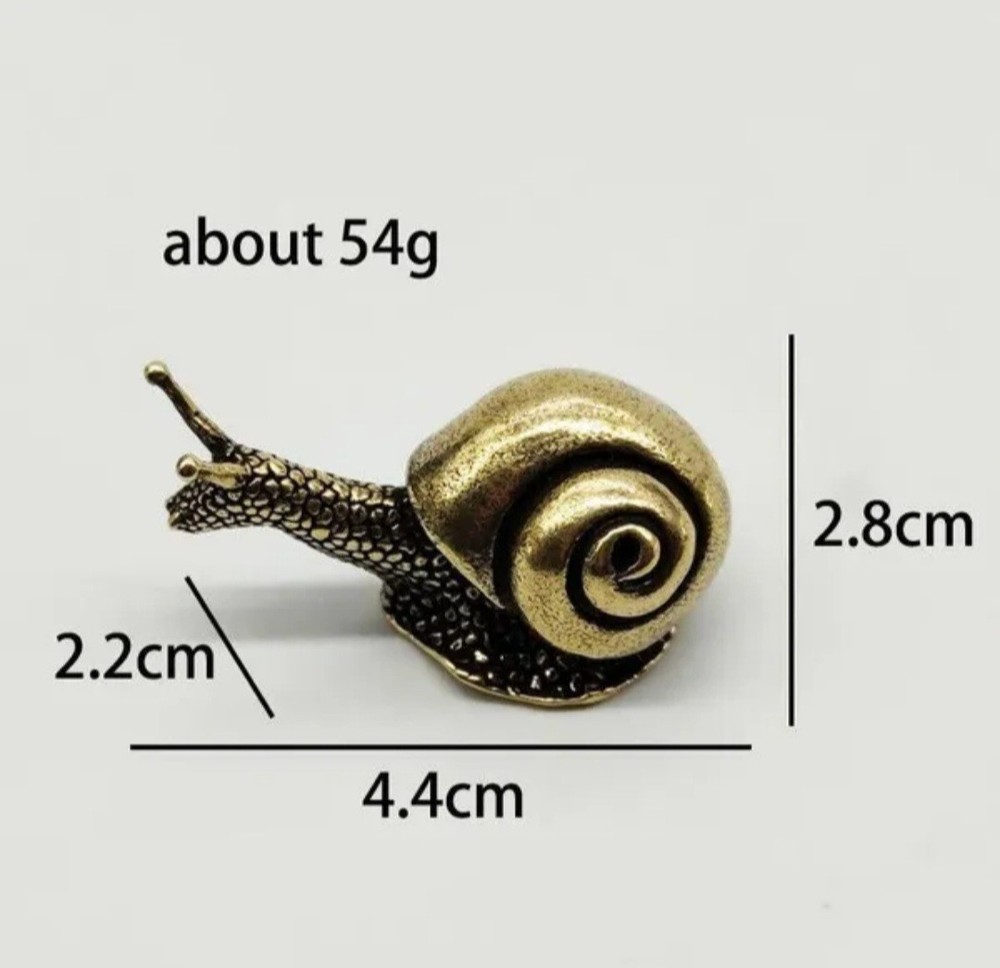 Solid Brass Snail Miniature Desktop Ornament, Heavy and Durable