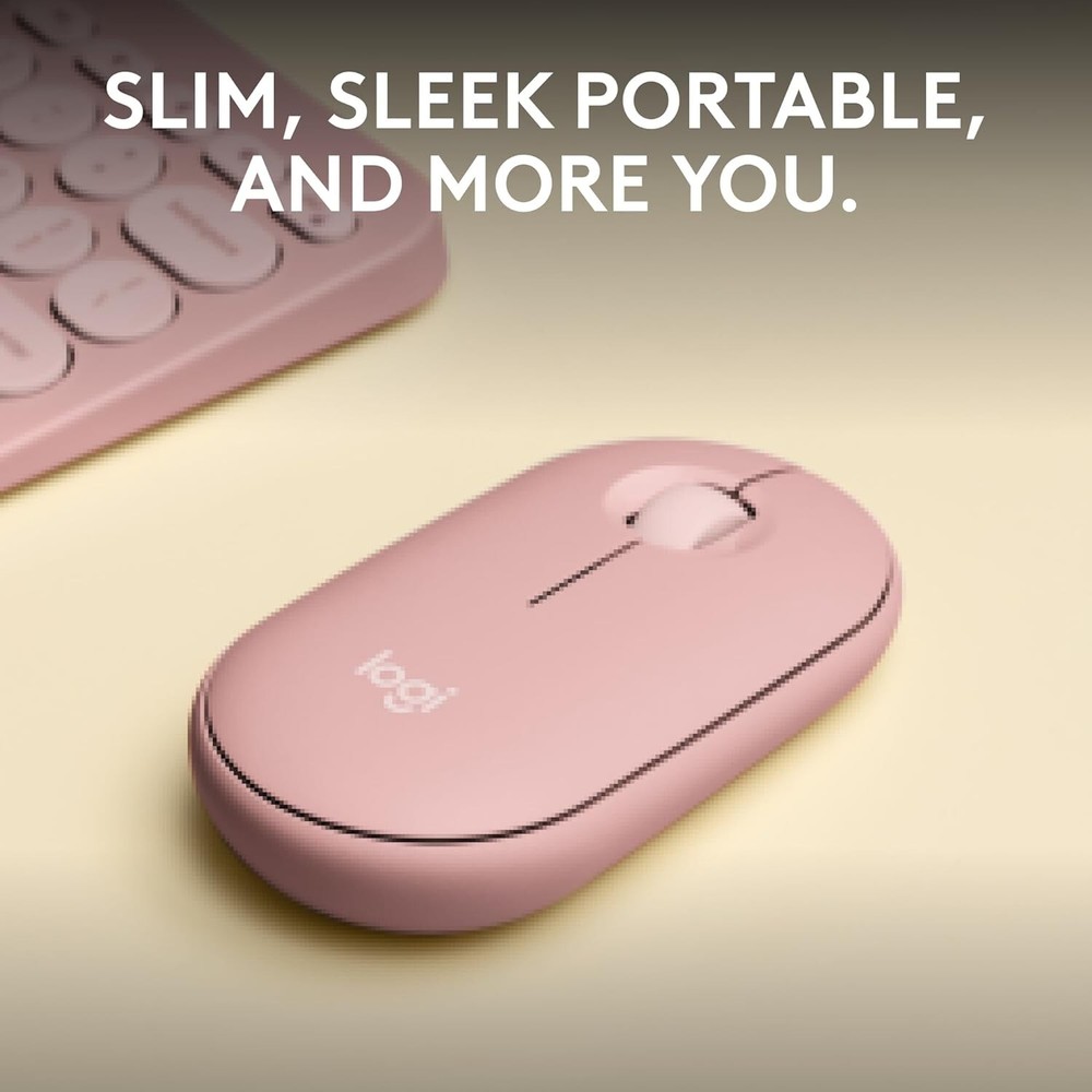 Logitech Pebble 2 M350S Bluetooth Mouse PC/MAC Portable Quiet Clicks Tonal Rose