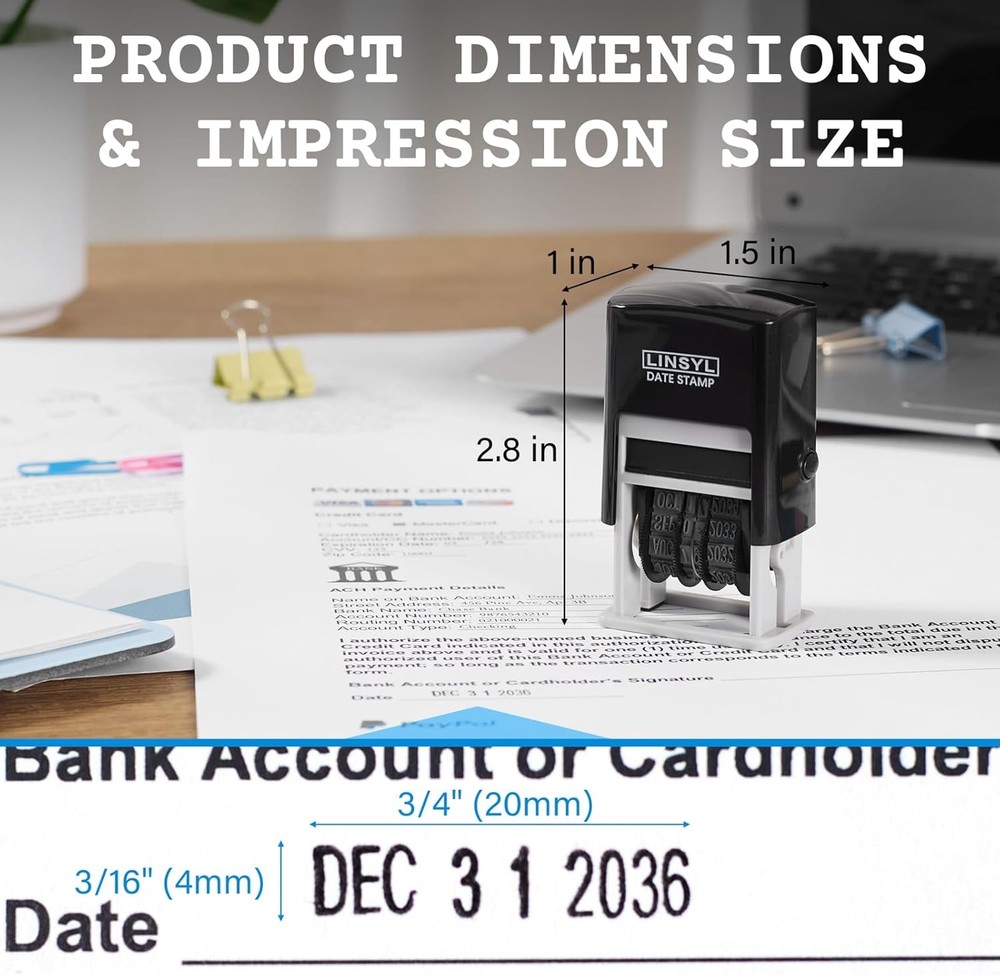 Self Inking Date Stamp 12 Year Adjustable Black